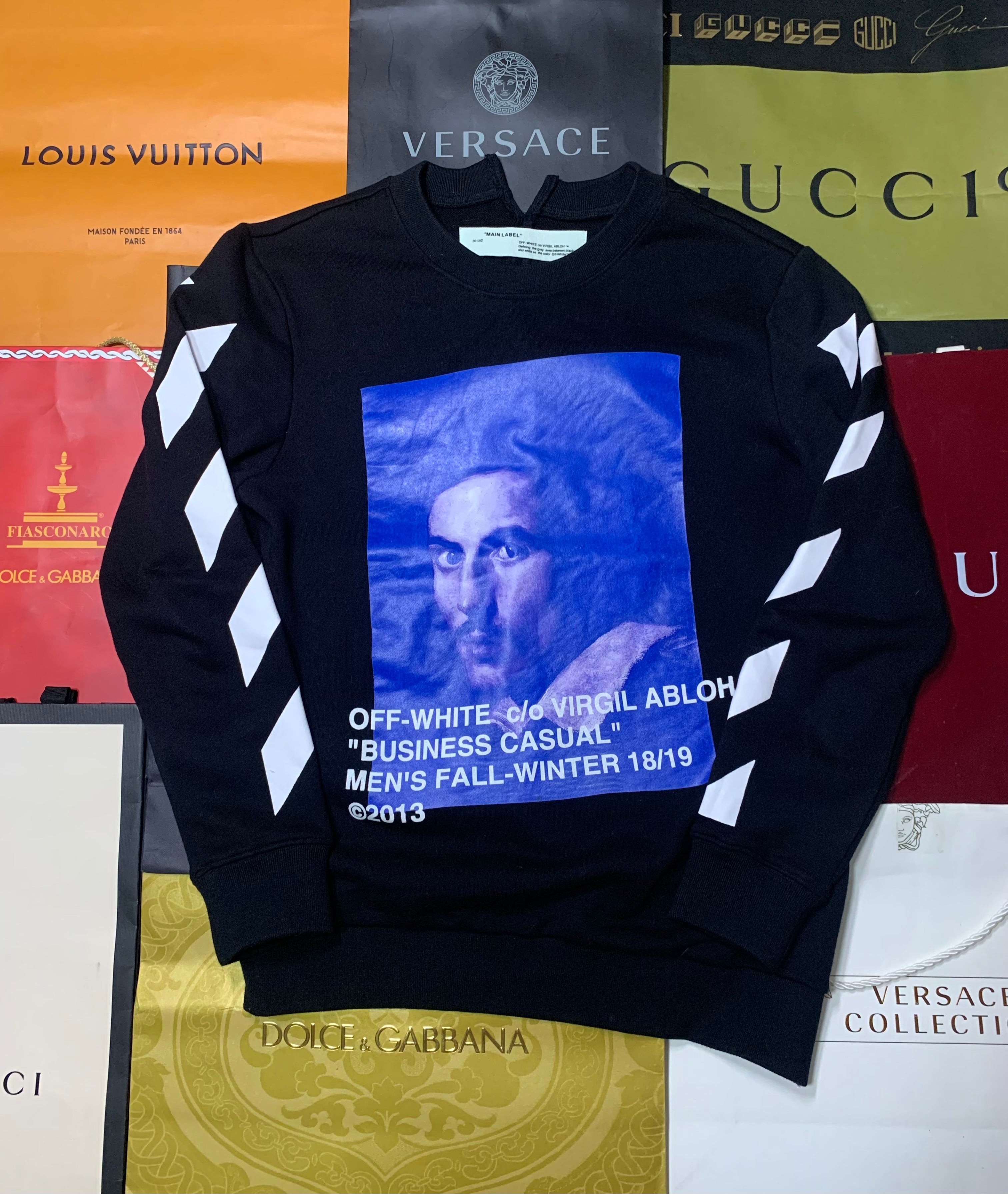 Off White diagonal bernini spliced crewneck