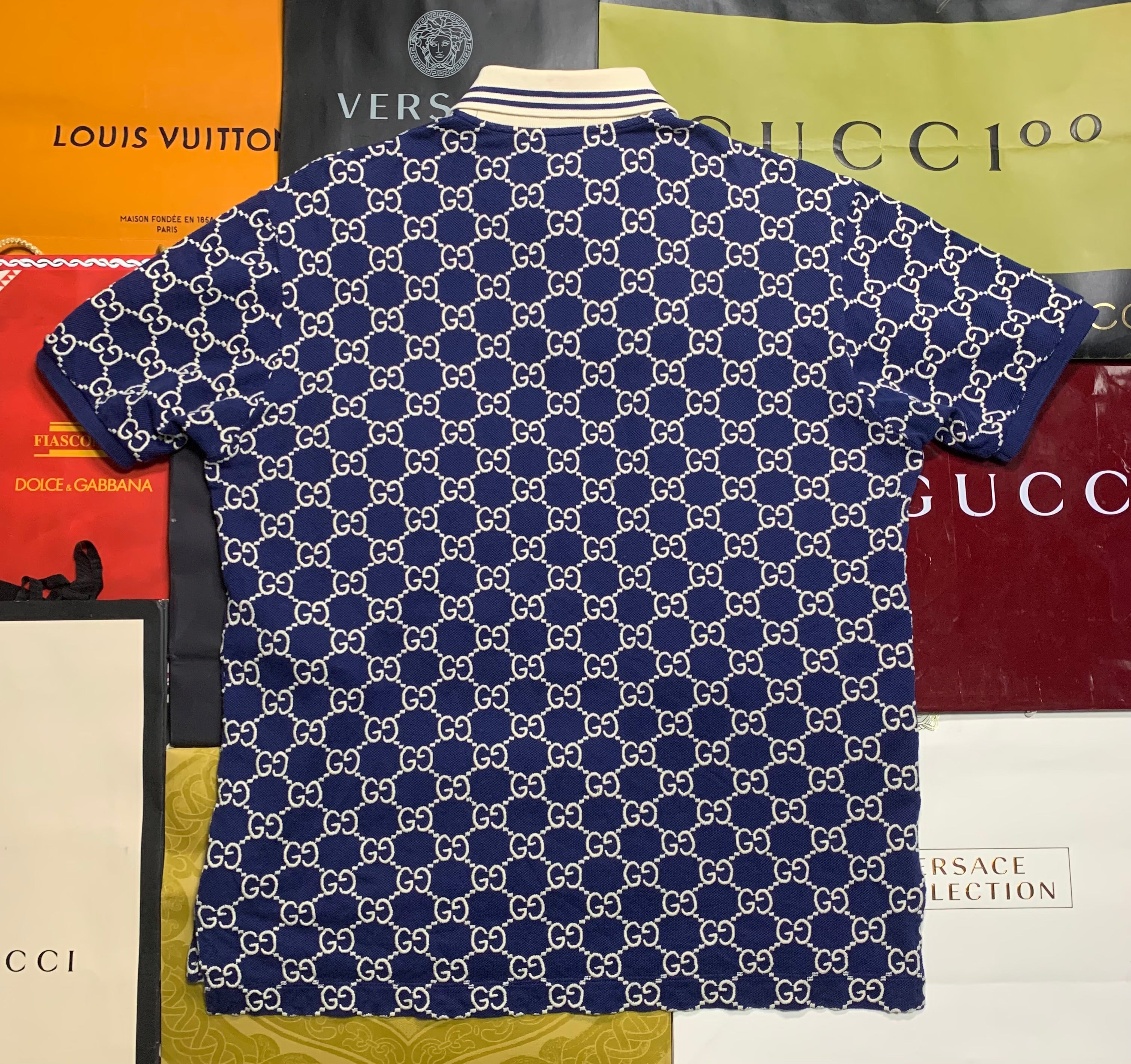 Gucci jacquard monogram cotton piquet polo shirt