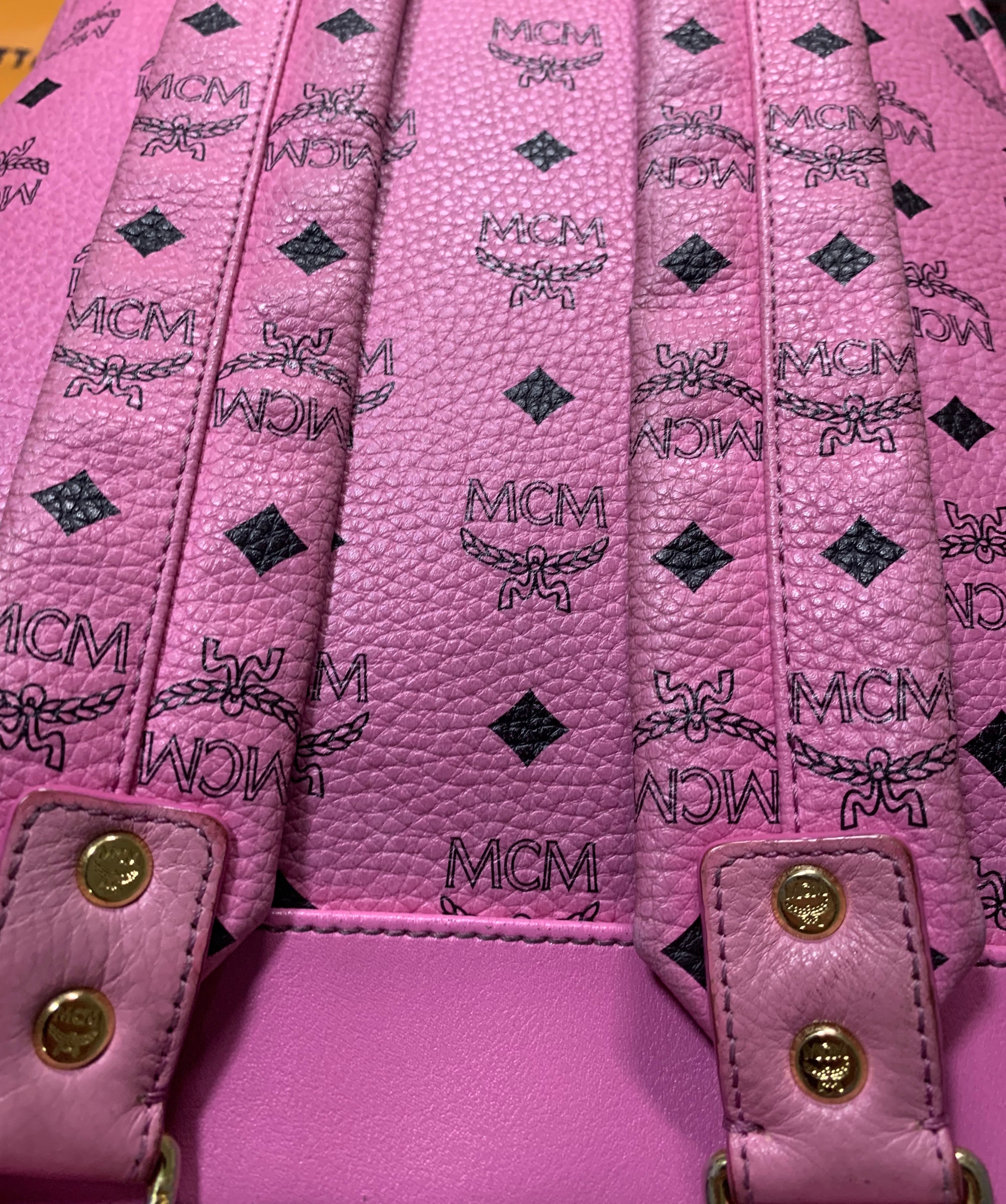 MCM stark side studs pink backpack