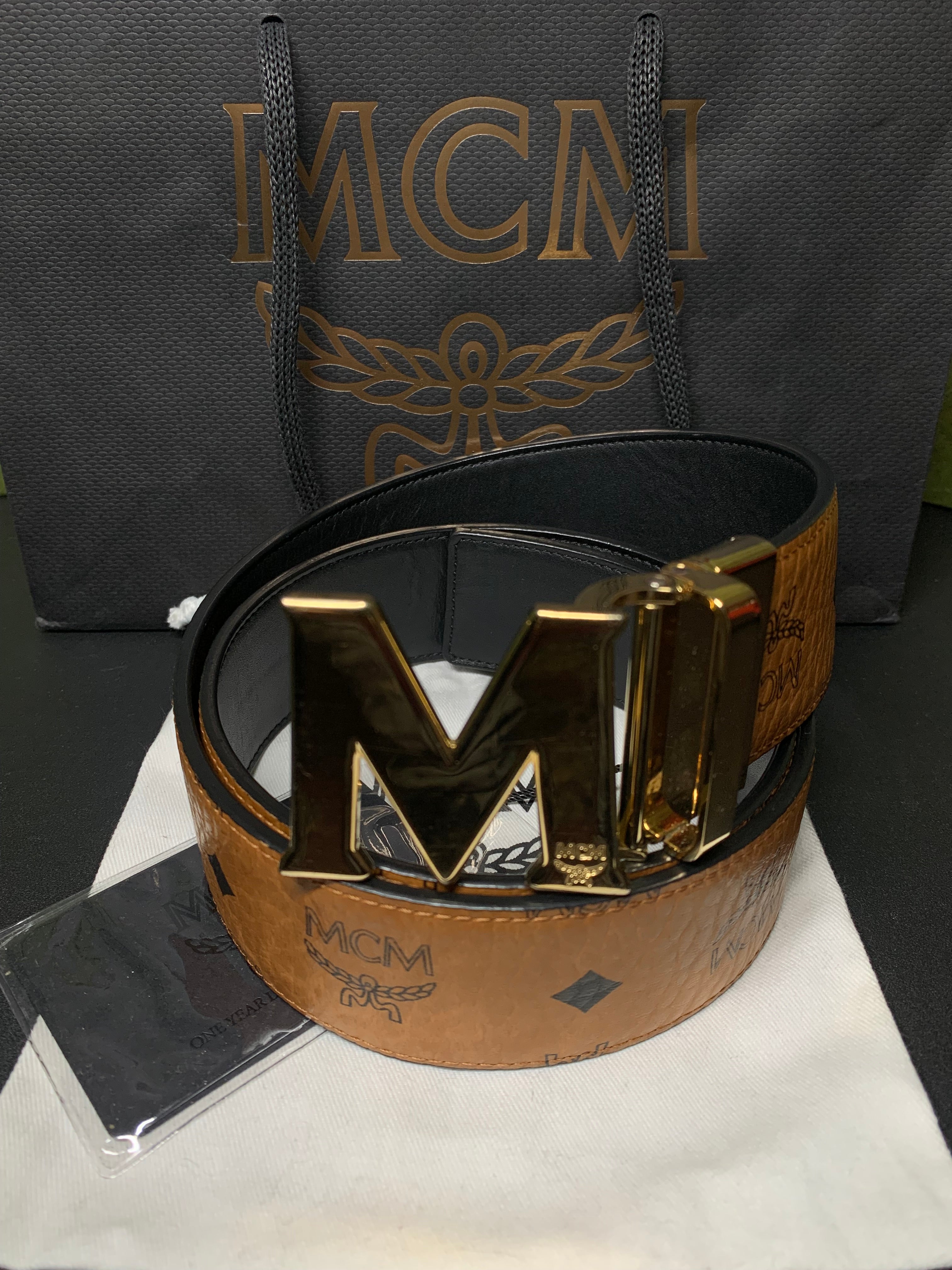 MCM claus M reversible cognac belt