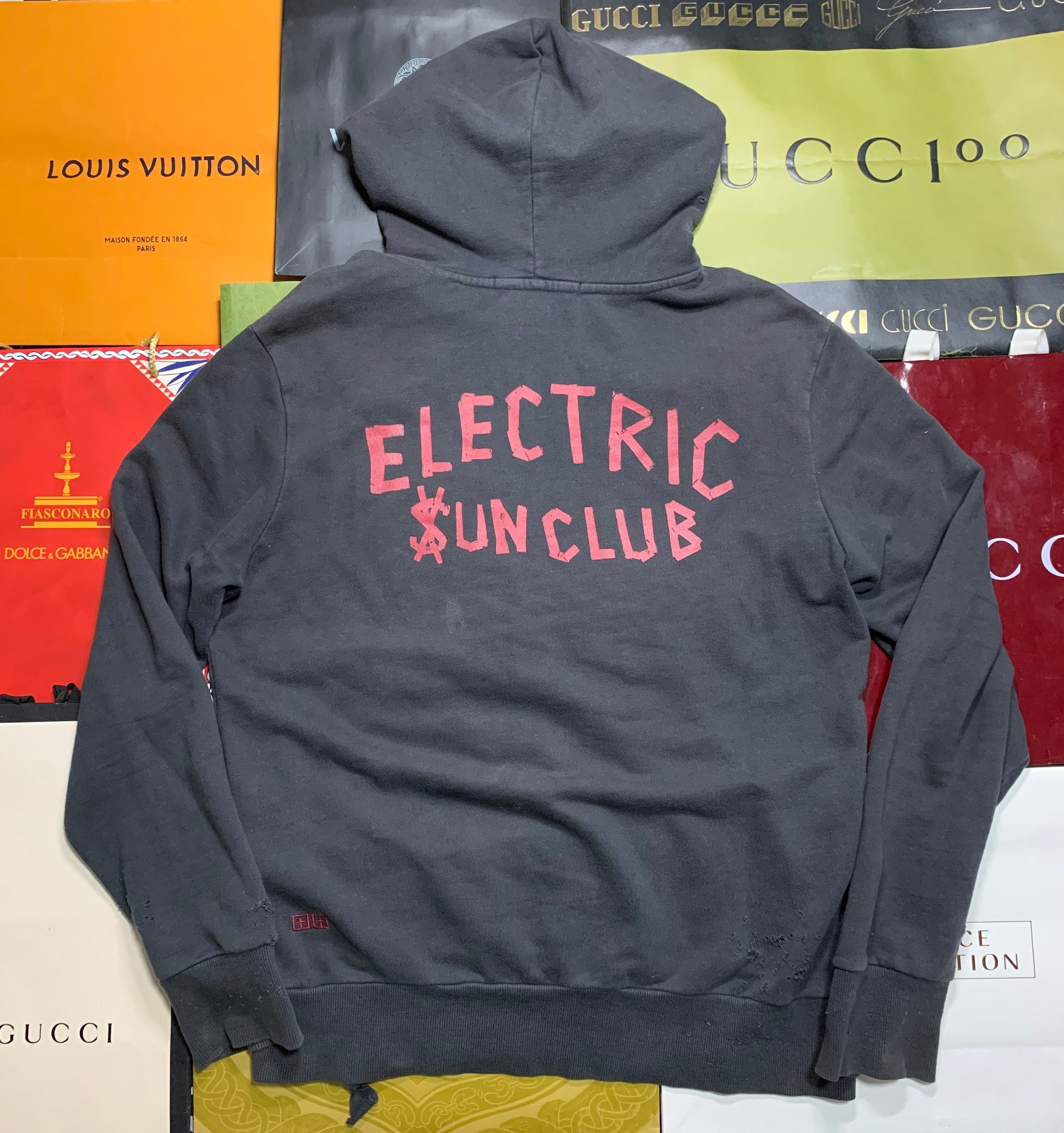 Ksubi eletric sun club distressed hoodie