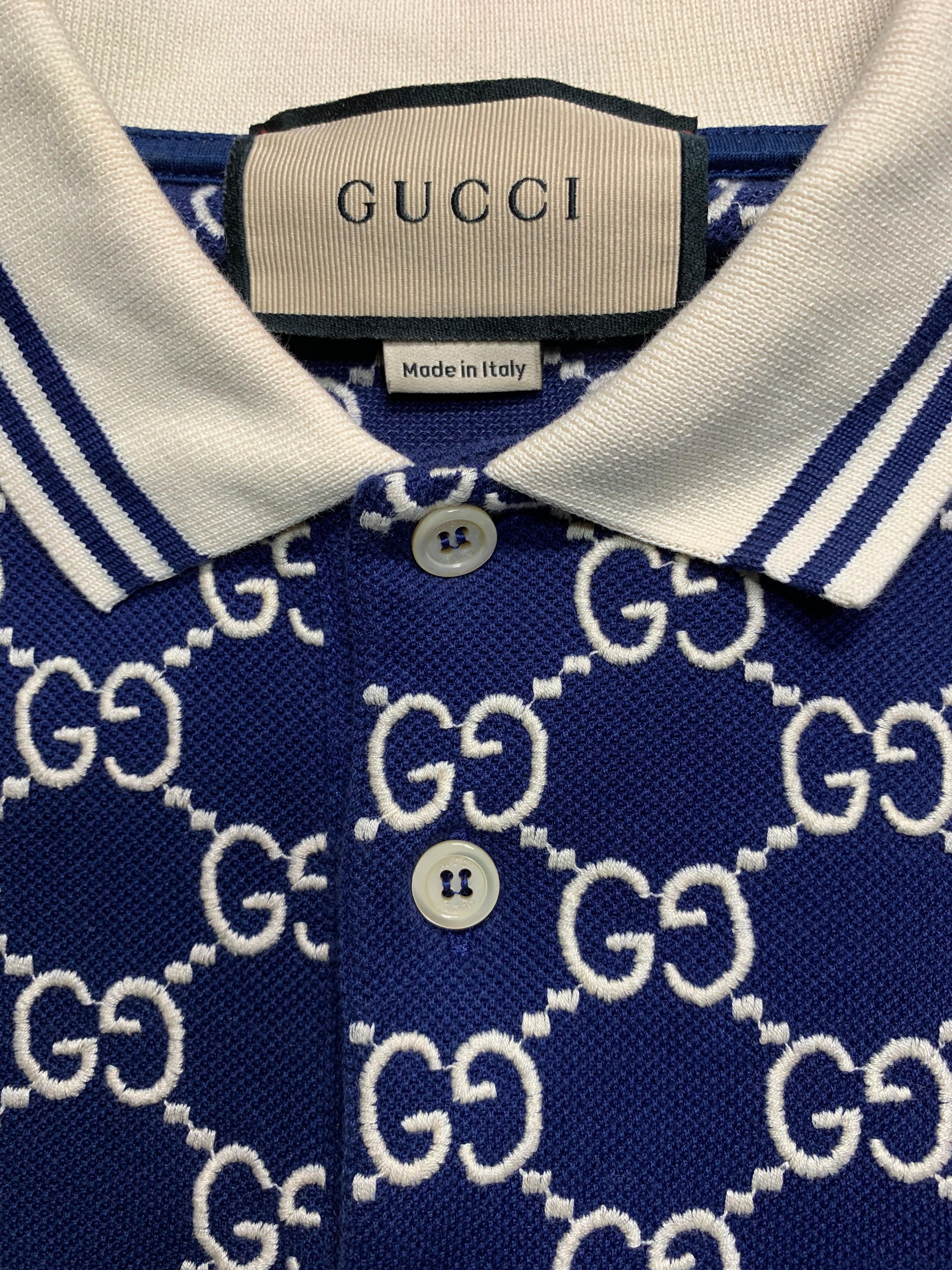 Gucci jacquard monogram cotton piquet polo shirt