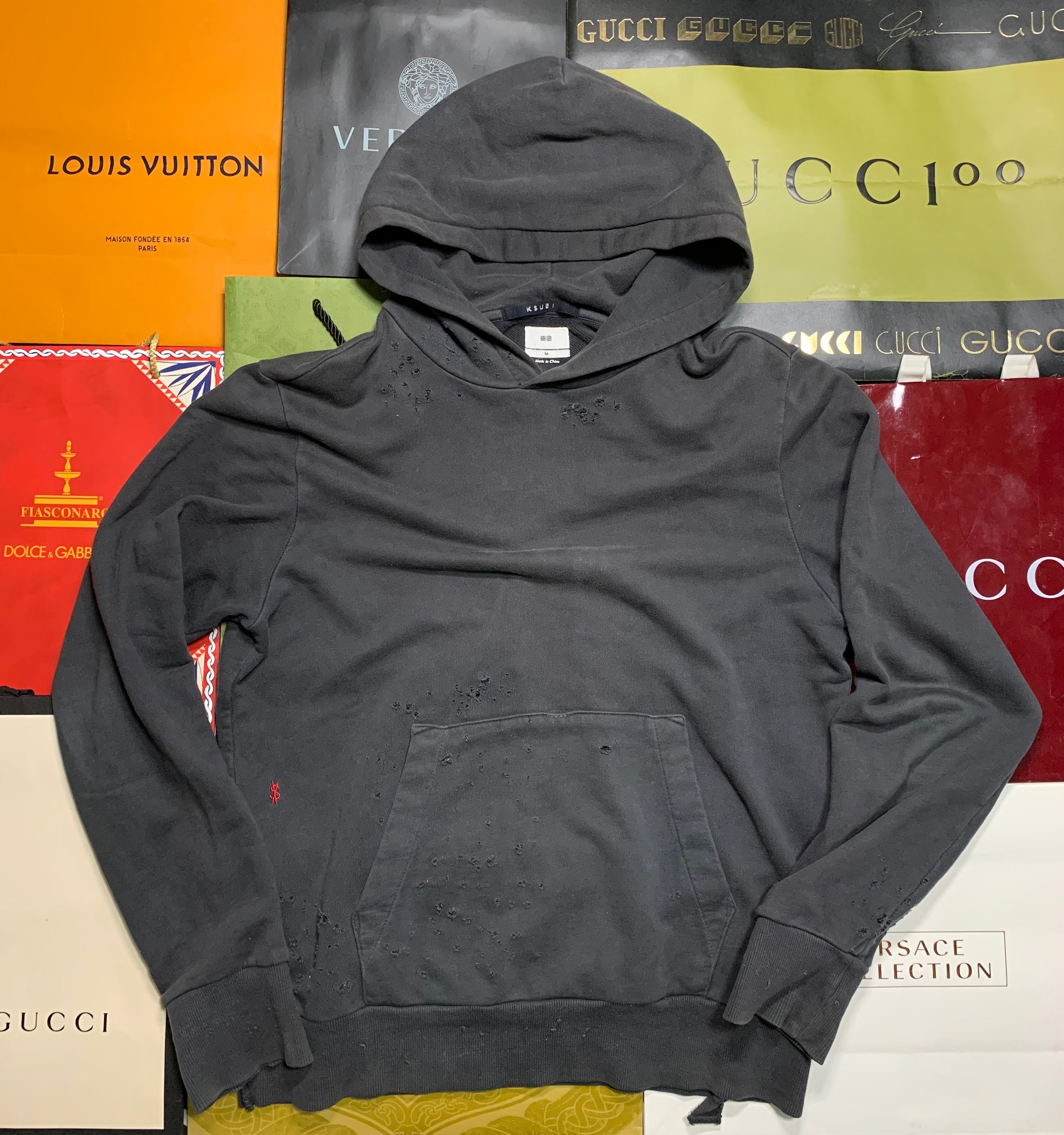 Ksubi eletric sun club distressed hoodie
