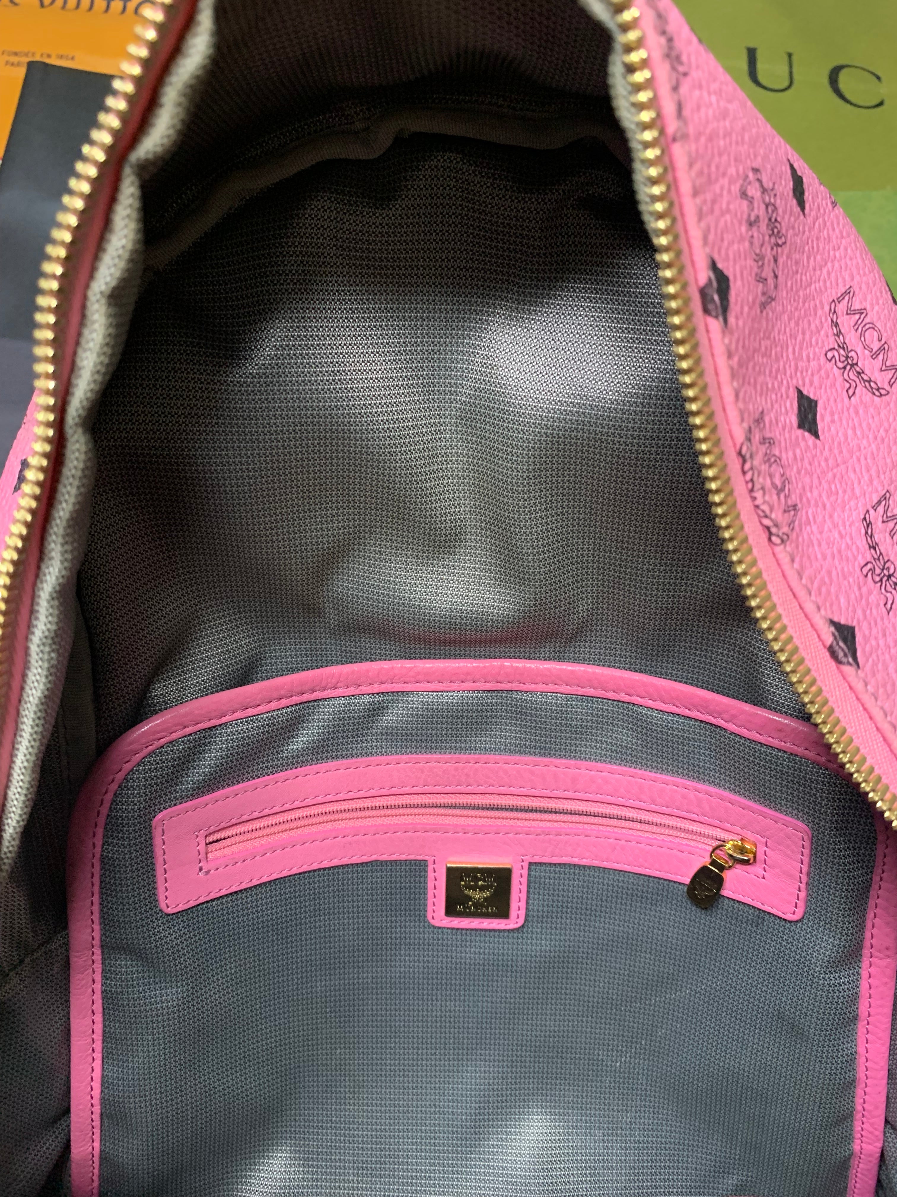 MCM stark side studs pink backpack