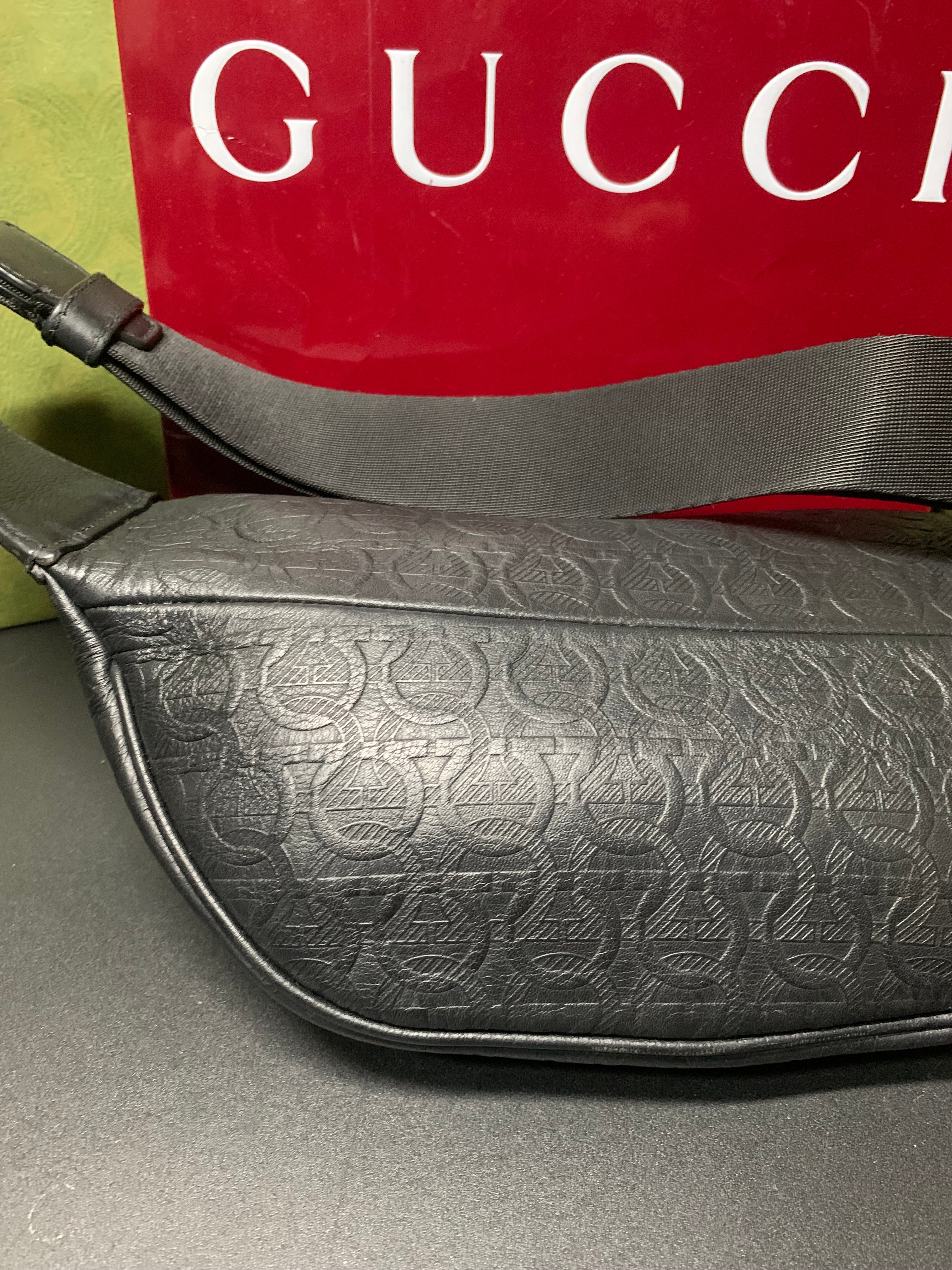 Ferragamo gancini logo embossed leather belt bag
