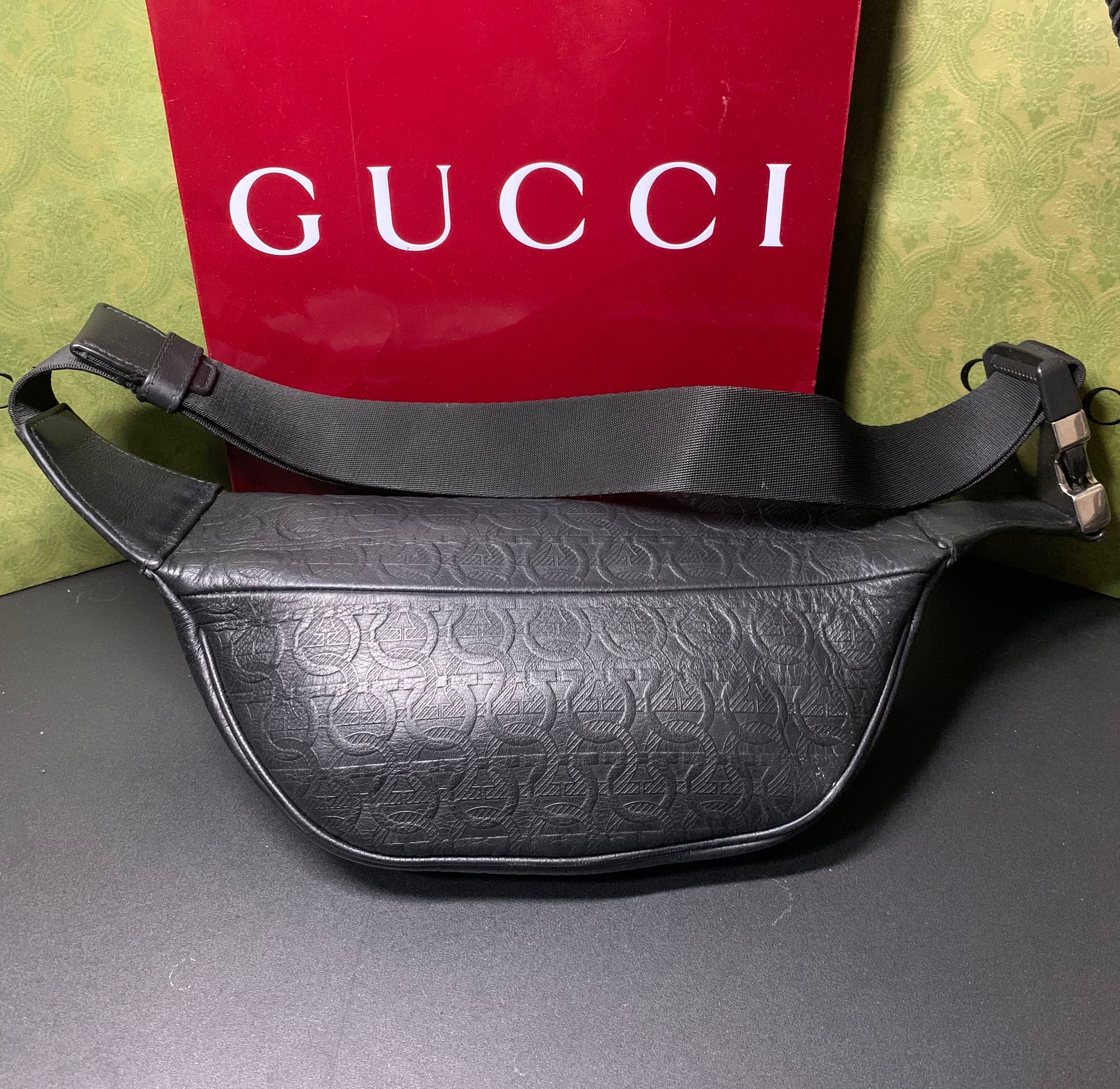 Ferragamo gancini logo embossed leather belt bag