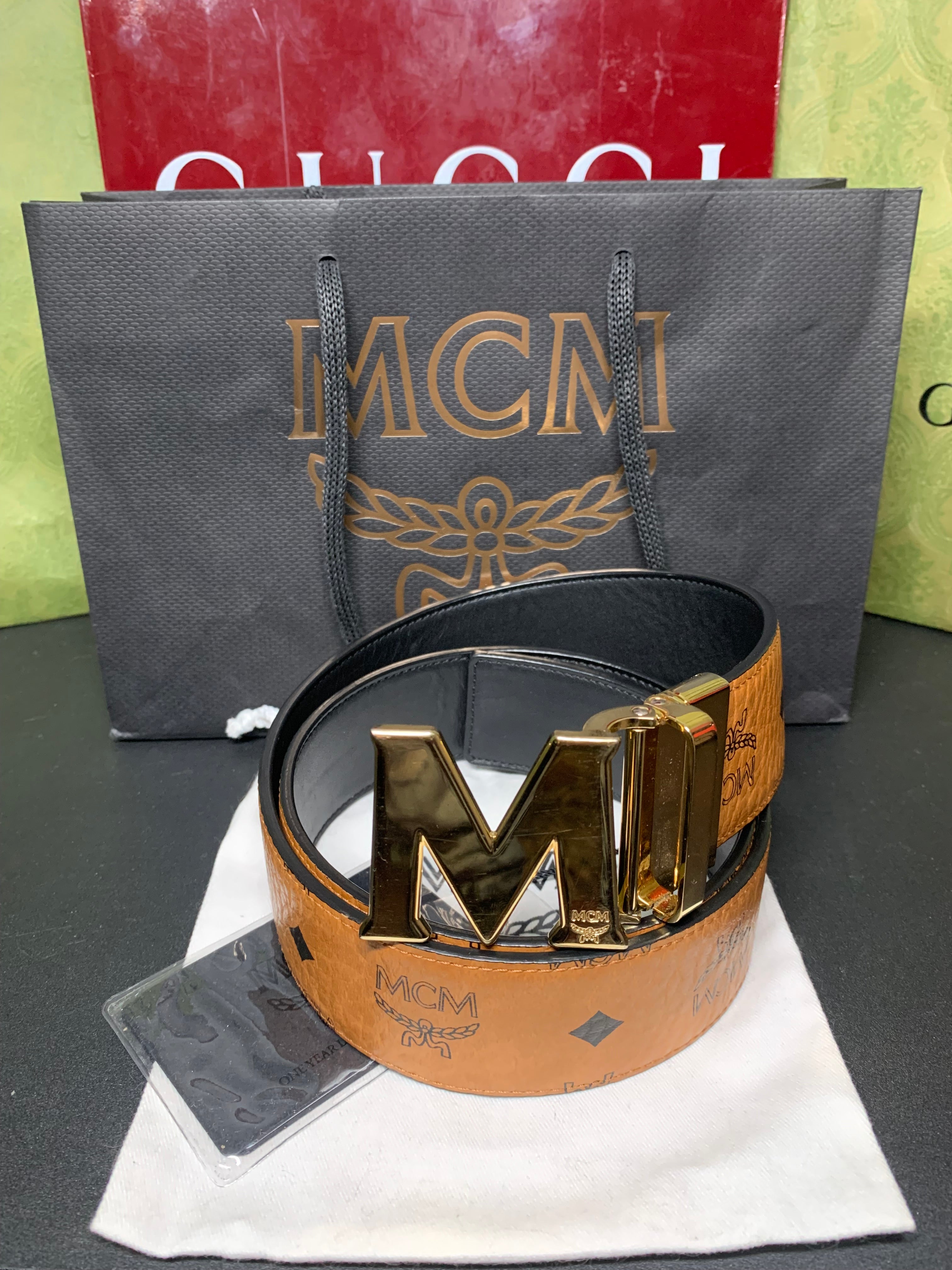 MCM claus M reversible cognac belt