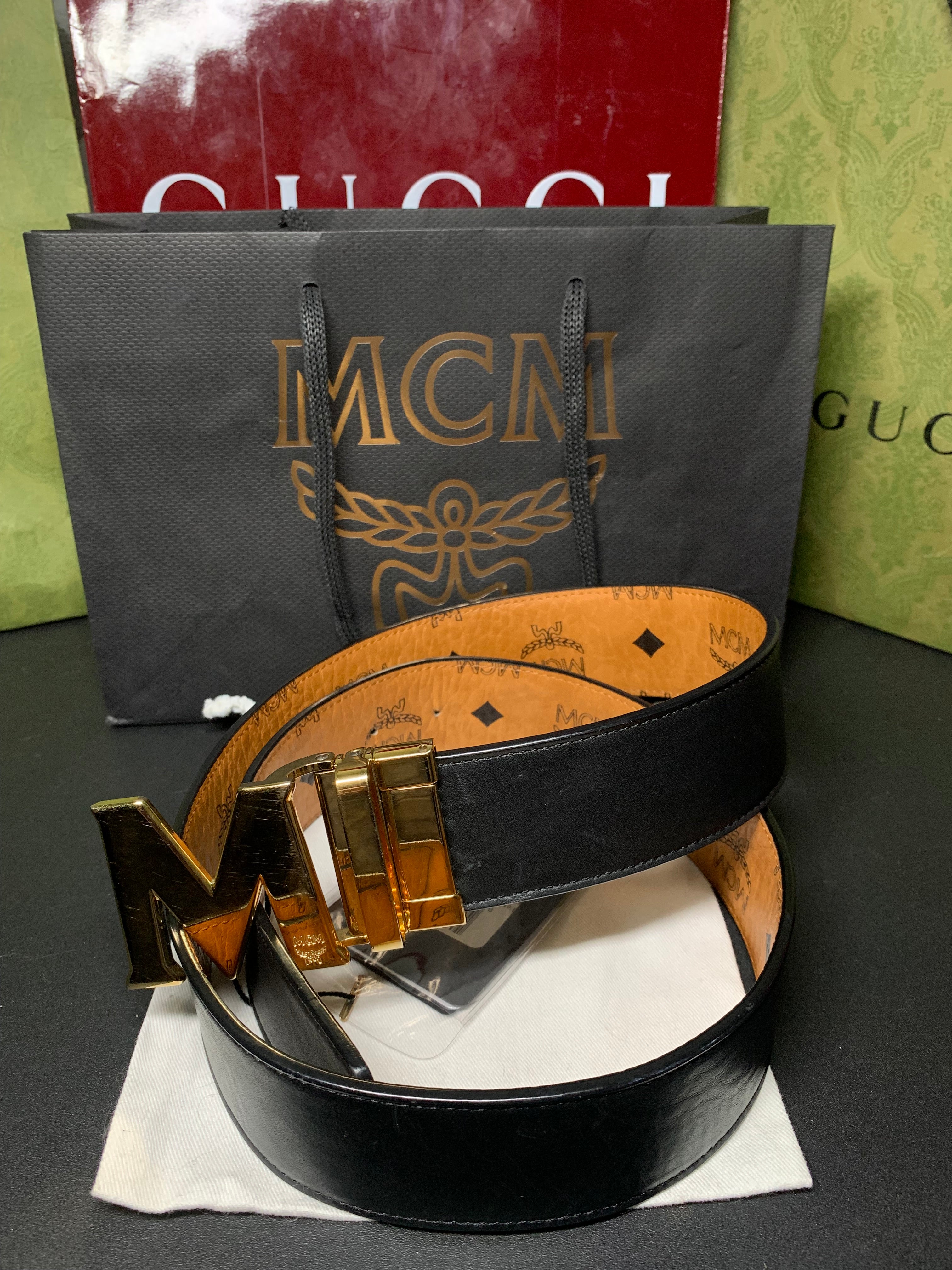 MCM claus M reversible cognac belt