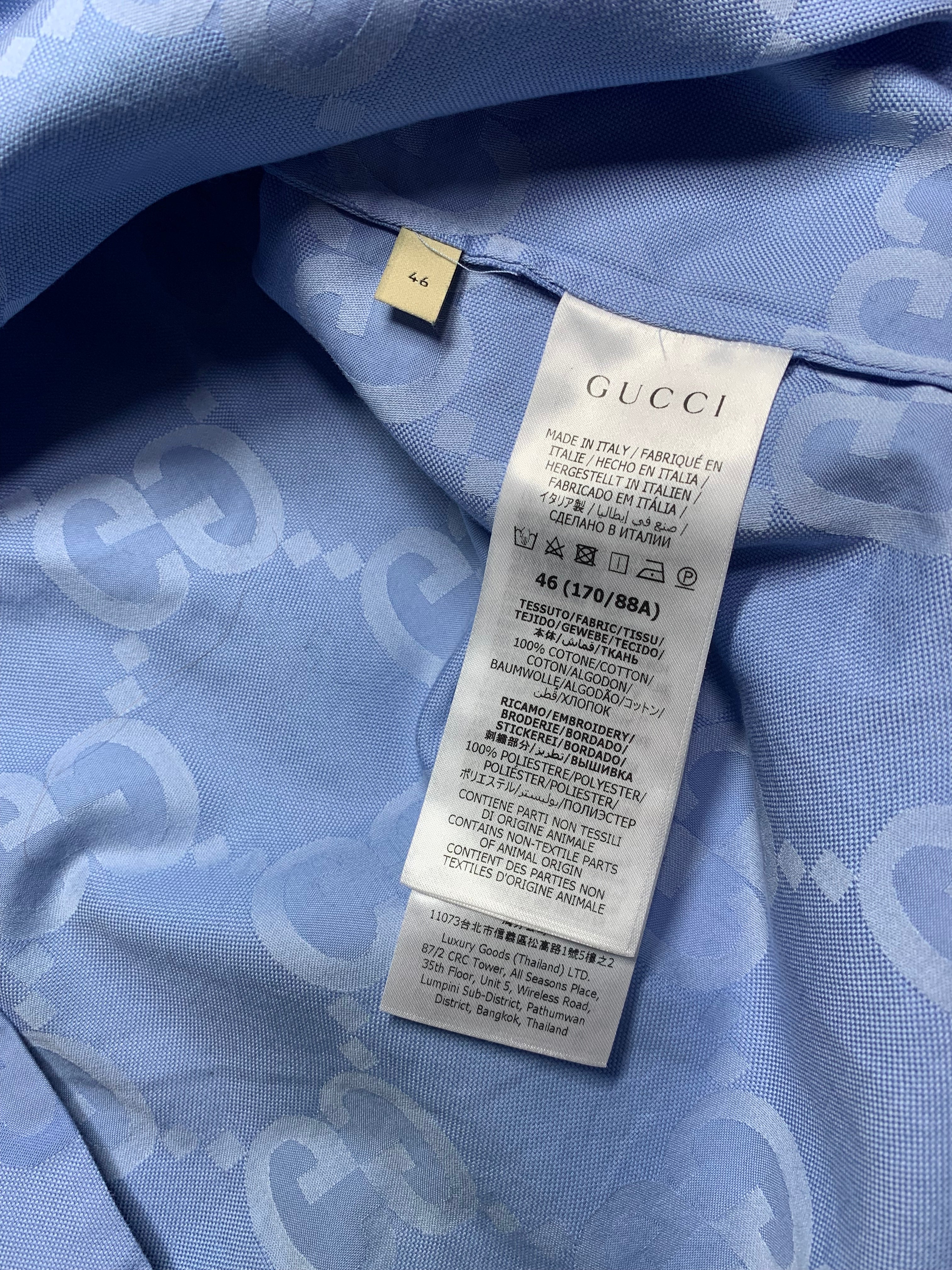 Gucci blue monogram logo polo shirt