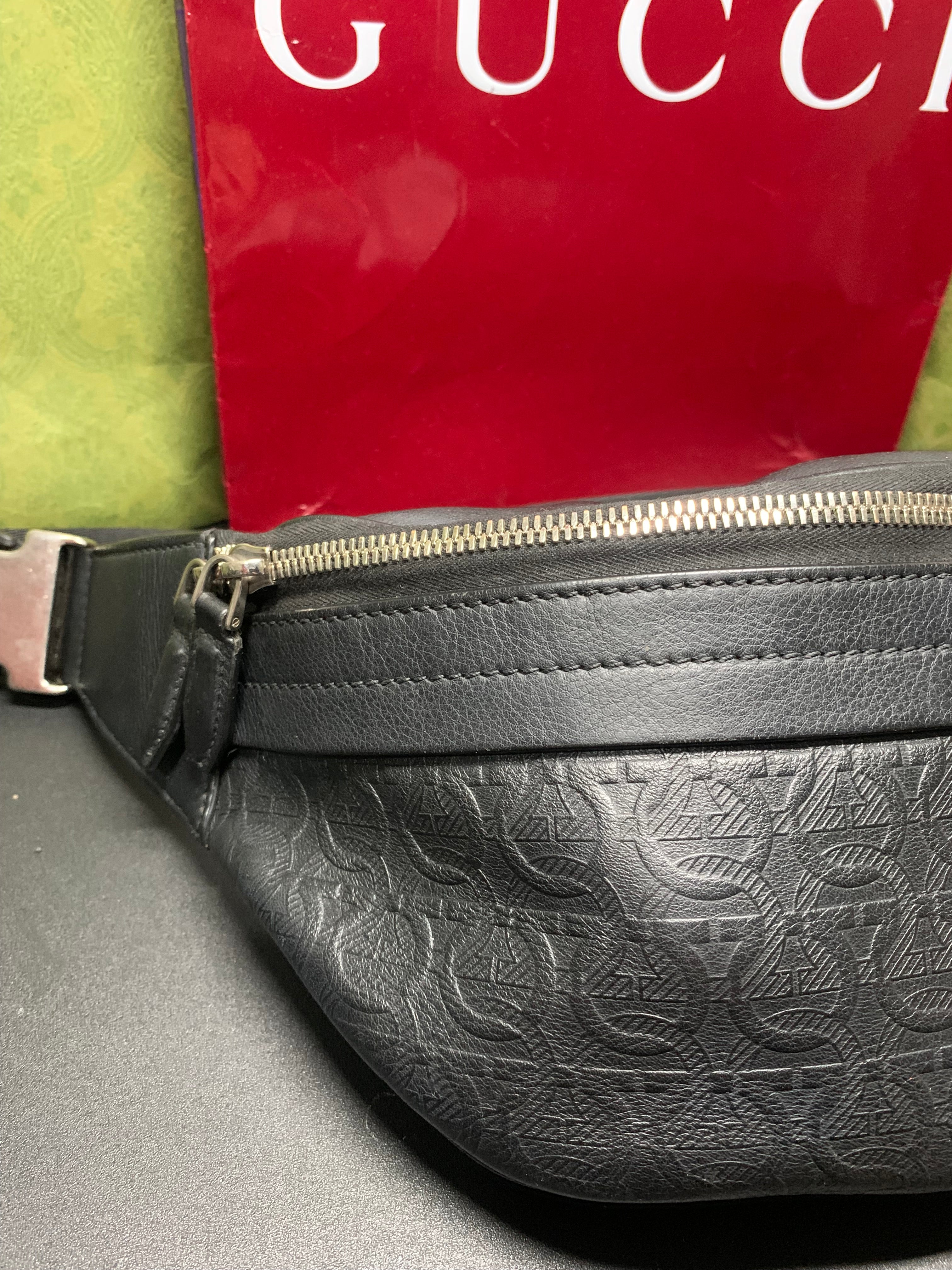 Ferragamo gancini logo embossed leather belt bag