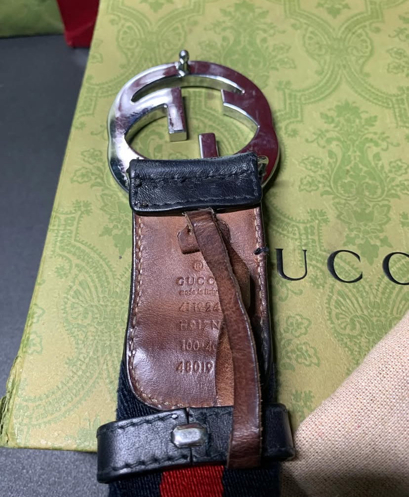 Gucci web stripe blue/red belt