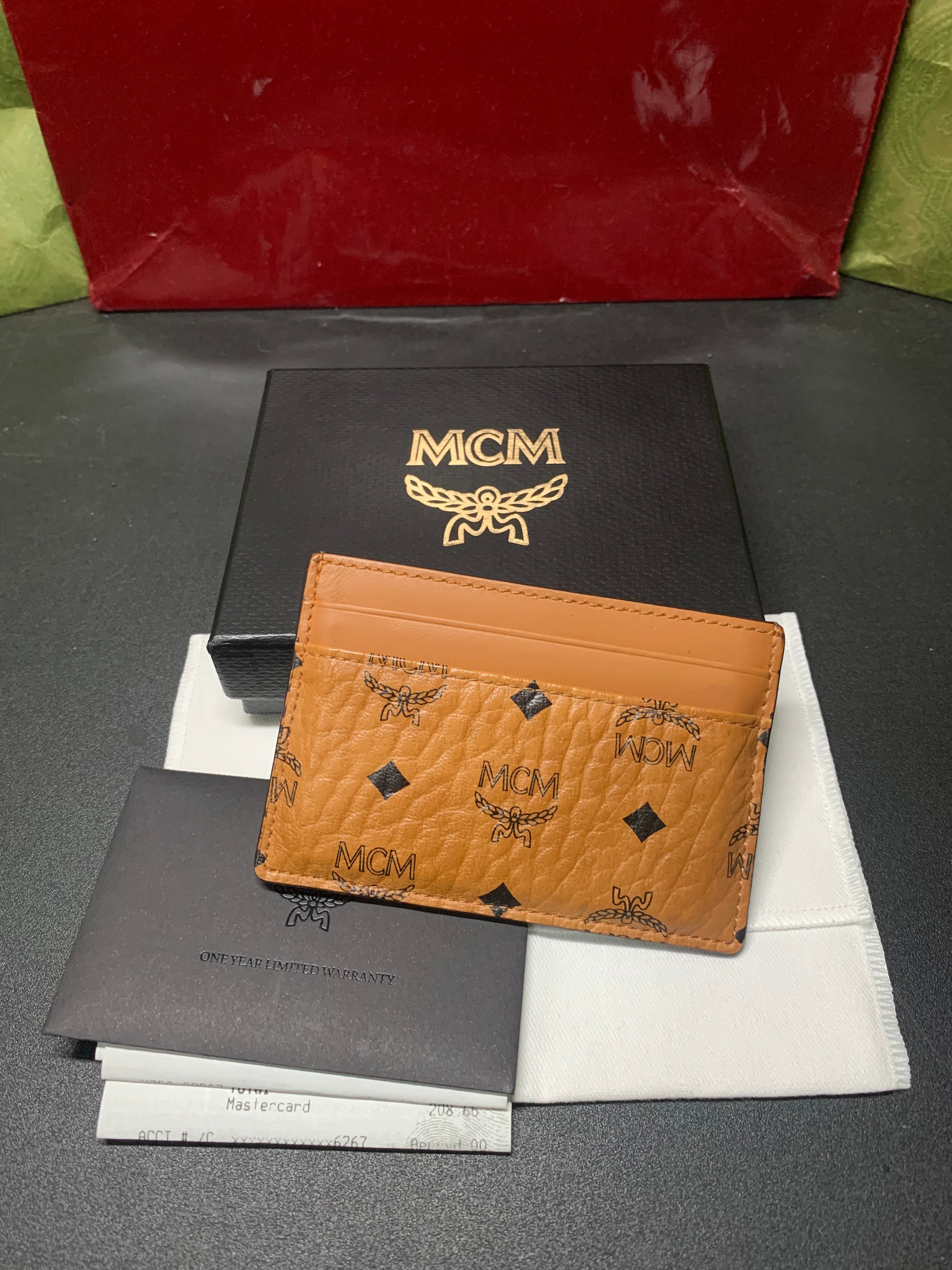 MCM card holder cognac