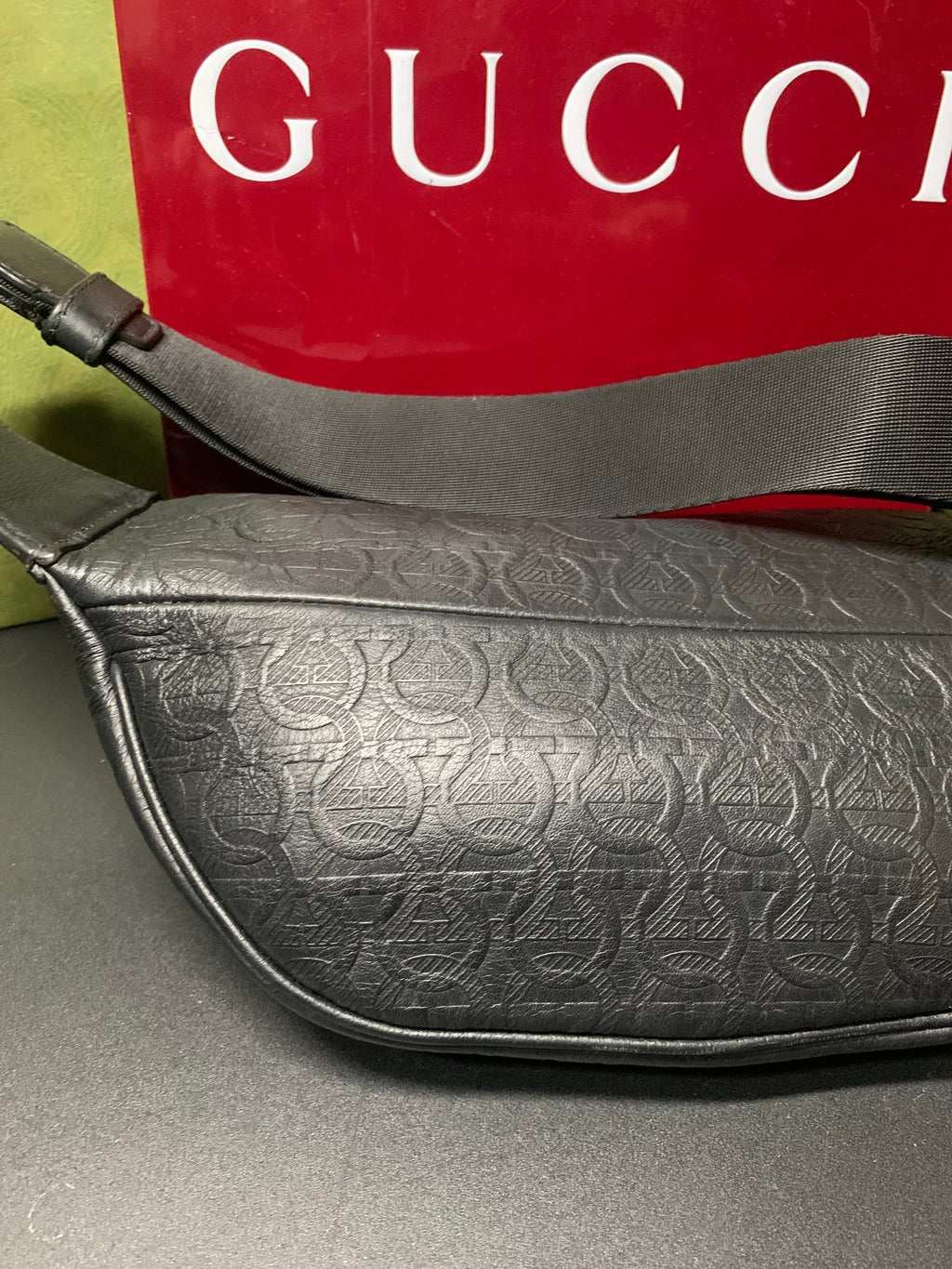 Ferragamo gancini logo embossed leather belt bag