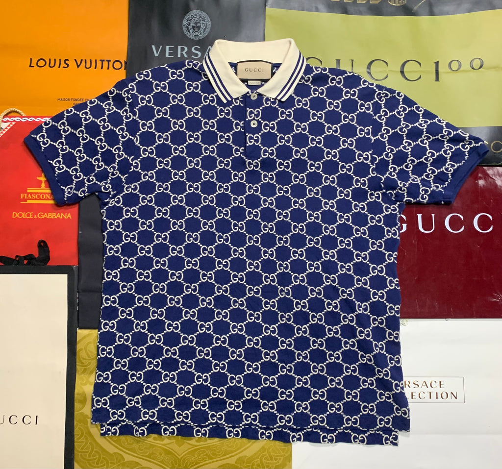 Gucci jacquard monogram cotton piquet polo shirt