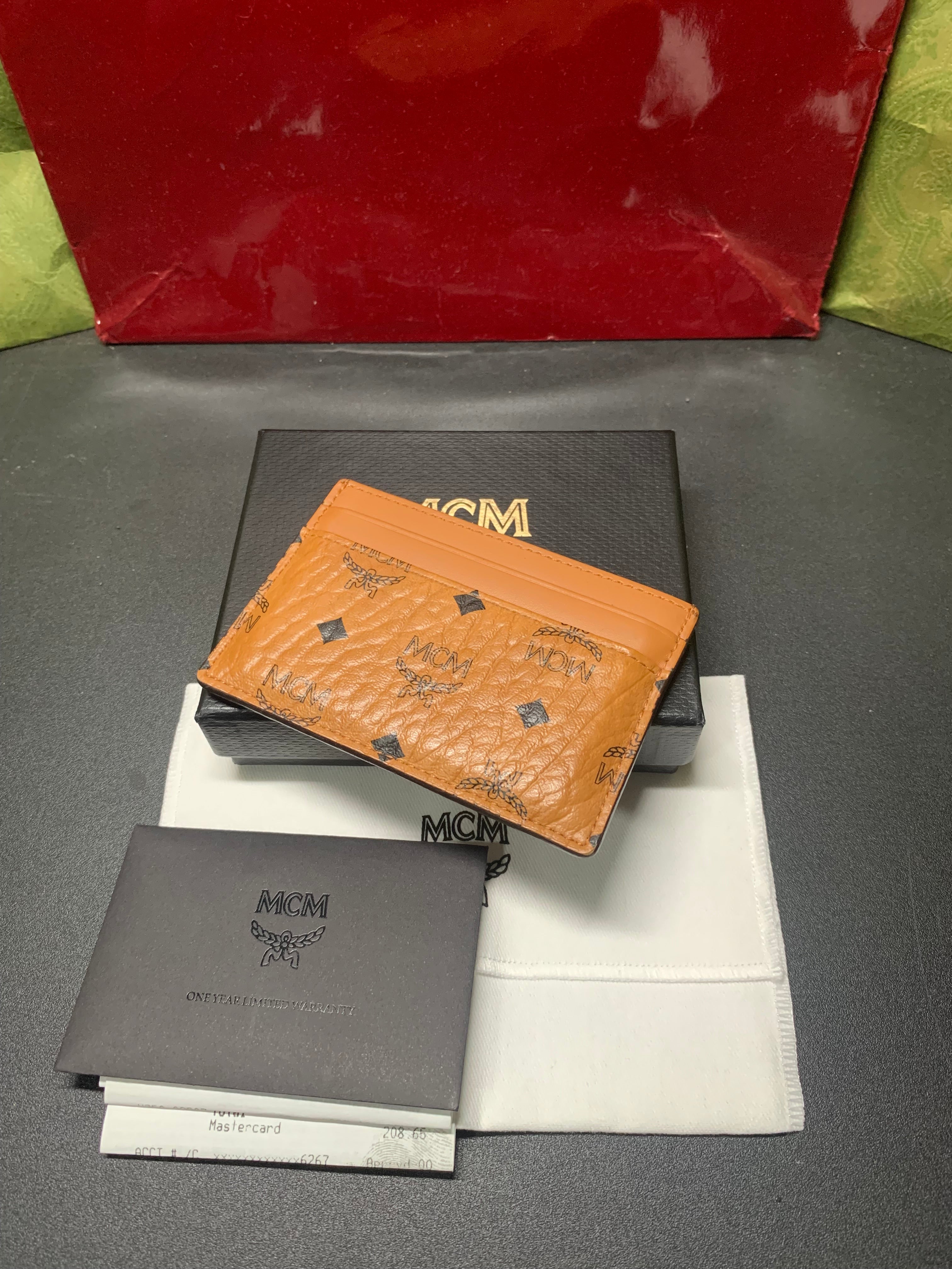 MCM card holder cognac