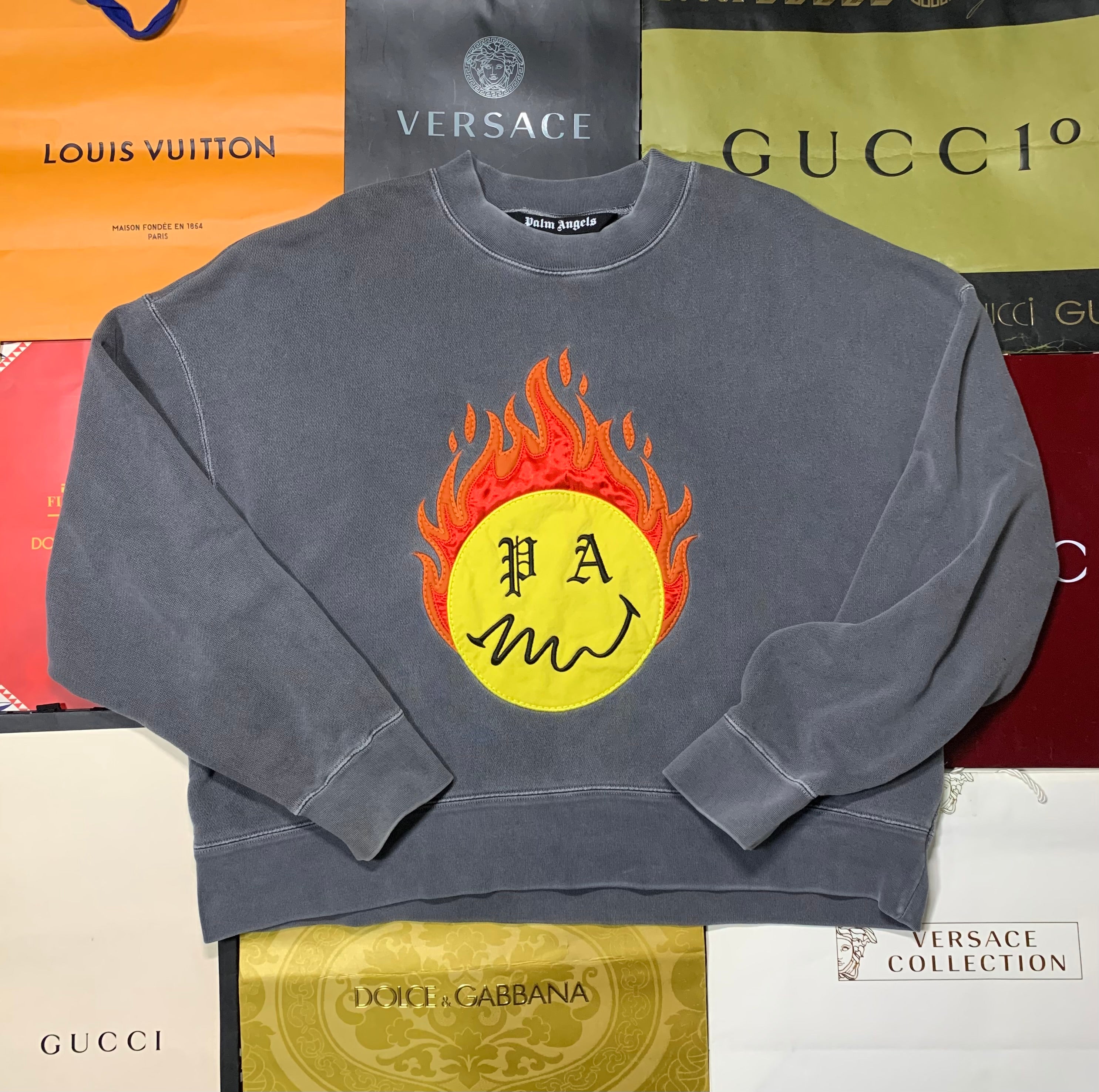 Palm Angels smiley burning head crewneck