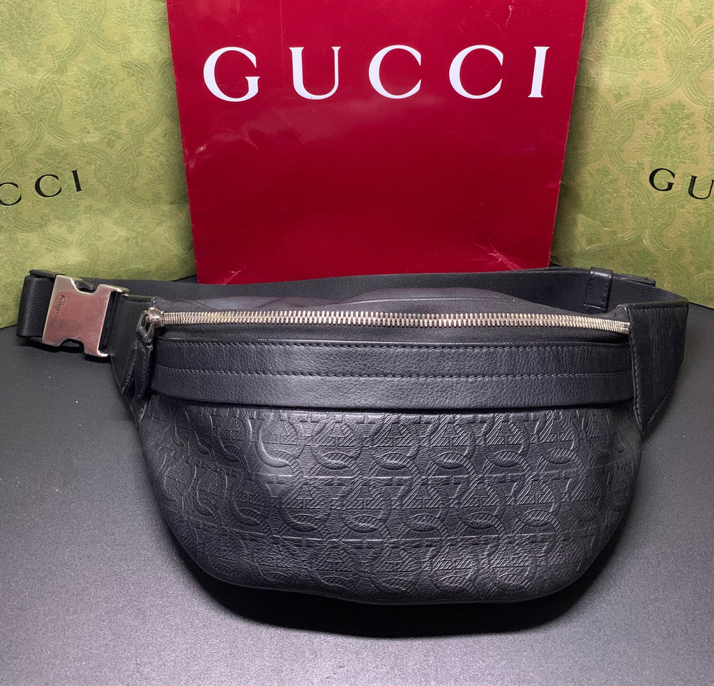 Ferragamo gancini logo embossed leather belt bag